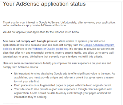 google adsense rejected mail