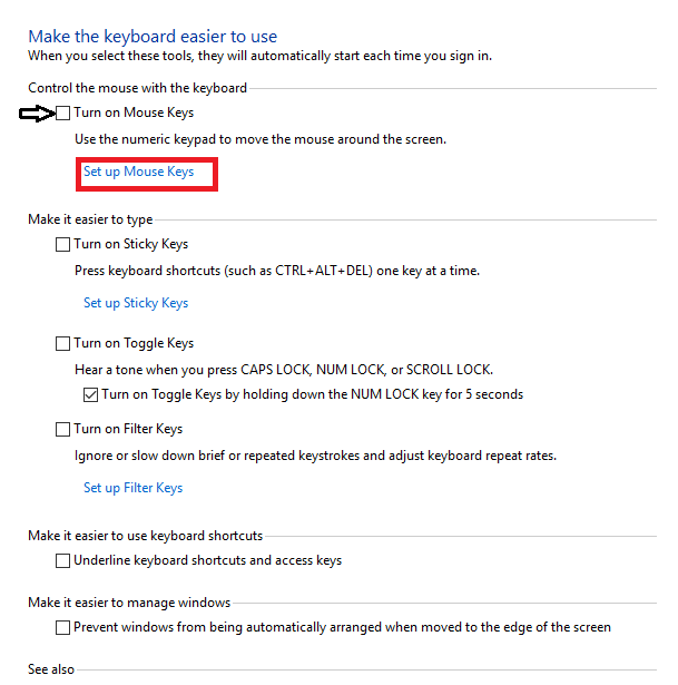 How To Enable Or Disable Mouse Keys Keyboard Shortcut In Windows